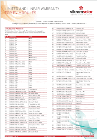 Solar Panel Warranty Certificate