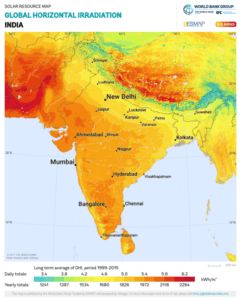 India GHI Solar resource map