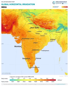 India GHI Solar resource map