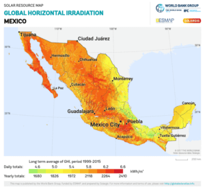 Mexico GHI Solar resource map